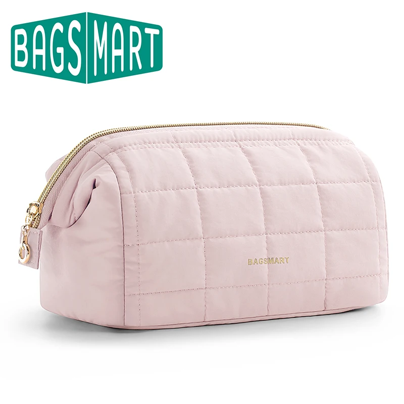 BAGSMART 여성용 펄프 패딩 메이크업 가방: 와이드 오픈 폴로우 메이크업 조직 케이스, 여행 필수품 툴리트리 배그