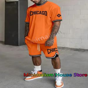 2024 새로운 남성 Tracksuit 세트 짧은 소매 티셔츠 정장 캐주얼 정장 스포츠 3D 인쇄 streetwear 반바지 2 조각 남성 의류