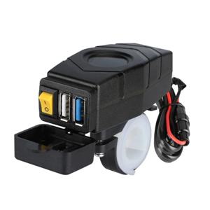 전기 자전거 핸들바 USB 충전기, 고속 충전기 어댑터 (적색 조명), C1FB 20-80V, 24V, 36V, 48V, 60V, QC3.0