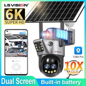 LS 비전 V380 듀얼 렌즈 WIFI/4G 카메라 태양 10X 줌 PIR 인간 탐지 나이트 비전 야외 보안 비디오 캠 8MP 4K Cctv
