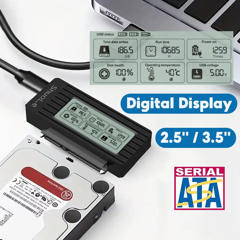 USB-SATA 어댑터 변환기 케이블, USB 3.2 3.0-SATA 변환기, 2.5 인치 SSD HDD 하드 드라이브용 외부 어댑터 액세서리