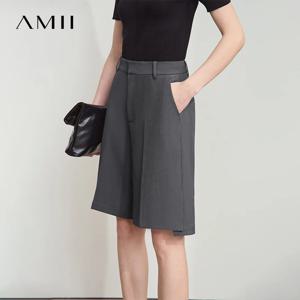 Amii 여성용 미니멀리스트 스트레이트 반바지, 솔리드 통근 세트 반바지, 포켓 루즈 캐주얼 5 부 바지, 2025 여름 12512015