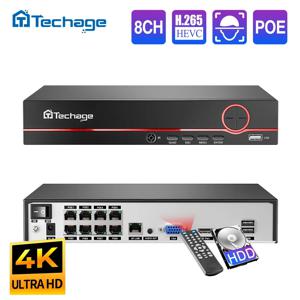 Techage H.265 8CH 4MP 5MP 8MP 1080P 4K POE NVR 양방향 오디오 보안 감시 NVR POE IP 카메라 CCTV 비디오 용 최대 16CH