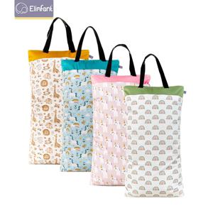 Elinfant 40*70cm 두 개의 지퍼가 달린 방수 기저귀 가방 아기 기저귀 팩이있는 천 기저귀 세탁을위한 대형 교수형 습식/건식 양동이 가방