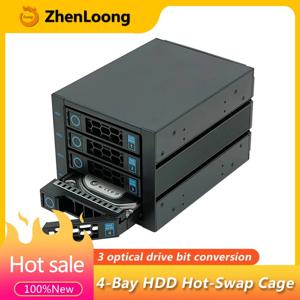 4베이 핫 스왑 하드 디스크 케이지 모바일 3.5인치 SATA SSD HDD 랙 캐비닛 데이터 저장 장치(3개의 5.25인치 광학 드라이브 위치)