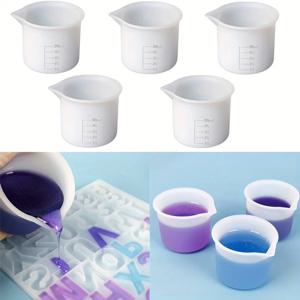 5Pcs 세트 50ml 실리콘 측정 컵 도구 라운드 실리콘 몰드 투명 졸업 에폭시 분할 컵 DIY 주조 수지 금형 아트 Ki