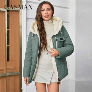 GASMAN 여성용 스탠드 칼라 짧은 슬림 파카, 캐주얼 후드, 웜 다운 재킷, 83682 2023, 새로운 패션