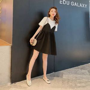 여성용 출산 드레스, 단색 A 라인, 루즈 원피스, 반팔, 임산부 의류, 블랙, 화이트, 여름