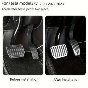 Tesla Model 3 Y Highland 2025 2024 풋 페달 커버 액세서리 알루미늄 합금 가속기 가스 연료 브레이크 레스트 패드 매트