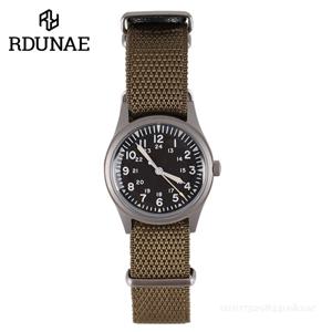 RDUNAE RA03 G10 34.5mm 레트로 밀리터리 시계 316L 스테인레스 스틸 K1 미네랄 유리 빛나는 스포츠 쿼츠 남성 파일럿 시계 남성