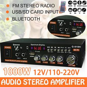 AK35/G919H 1000W 가정용 자동차 전력 증폭기 2 채널 블루투스 서라운드 사운드 FM USB 원격 제어 미니 HIFI 디지털 스테레오 앰프