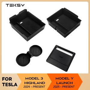 Tesla NEW Model Y Launch Juniper 2025 모델 3 Highland 2024 콘솔 팔걸이 보관함 내부 주최자 ABS Flocking