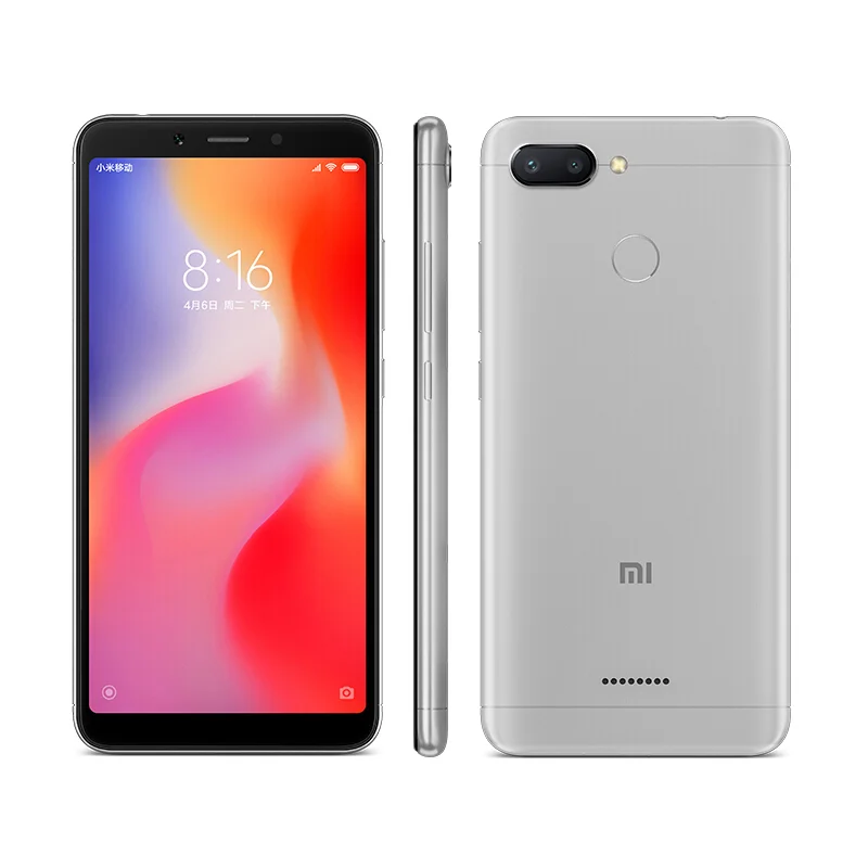 기존 Xiaomi Redmi 6 4GB 64GB 13000mAh 6.6 인치 celular googleplay 지문 인식 Octa-core 글로벌 Rom 4G 스마트 폰