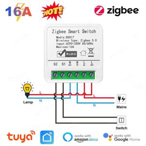 Tuya Zigbee3.0 스마트 스위치, 스마트 홈 조명 스위치 모듈, DIY 차단기 릴레이 앱, 리모컨 타이머 음성, Alexa Google, 16A