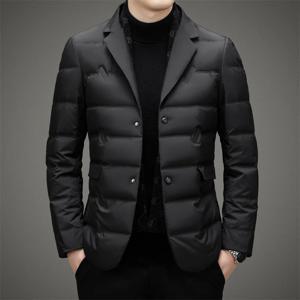 남성 다운 코트 화이트 오리 다운 재킷 겨울 따뜻한 비즈니스 슬림 피트 오리 다운 슈트 남성용 경량 퍼퍼 재킷 남성 JK-013