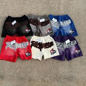 Y2K 하라주쿠 남성 반바지 라인 석 편지 인쇄 코튼 트레이닝 복 패션 새로운 힙합 농구 streetwear 루즈 캐주얼 반바지