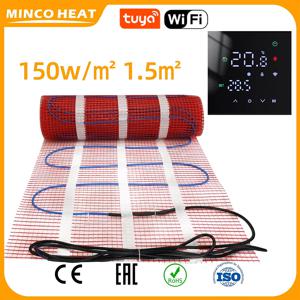 Minco Heat 타일 시멘트 난방 매트용 전기 웜 스트랜드 바닥 난방 시스템, 트윈 도체, AC200 ~ 240V, 50Hz, 60Hz, 150w/㎡, 1.5 ㎡