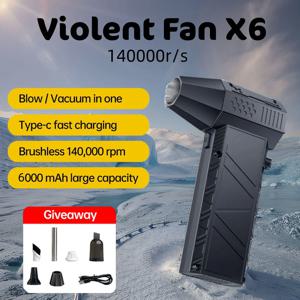 X6 폭력 팬 140000 RPM 강력한 공기 송풍기 진공 먼지 청소기 Type-C 충전 강한 바람 53 메터/초 브러시리스 터보 제트 송풍기