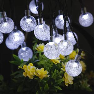 LED 태양 문자열 조명 야외 60 LED 방수 크리스탈 글로브 조명 8 가지 모드 정원 조명 파티오 파티 트리 장식