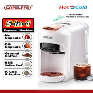 Cafelffe 5 in 1 캡슐 커피 머신, 돌체 구스토 네스프레소 캡슐 ESE 포드 그라운드 커피 K-컵 19Bar, 냉온, 선물 증정