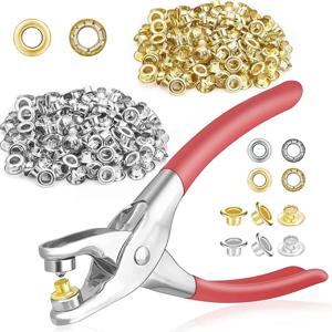IALJ-401Pcs 그로밋 아일렛 플라이어 키트, 그로밋 도구 키트, 금 및 실버 400 금속 아일렛, 아일렛 그로밋, 1/4 인치, 6mm