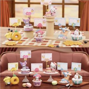 Sanrio 헬로 키티 디저트 노트 시리즈 블라인드 박스 디스플레이 케이스 Kuromi My Melody Cinnamoroll 데스크탑 장식 장난감 어린이 선물