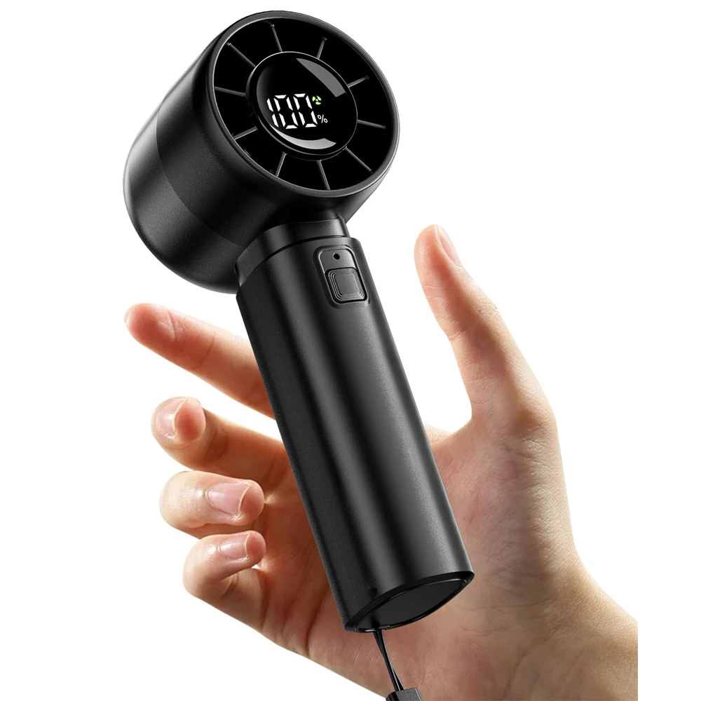 ColdSky 휴대용 미니 팬 4000mAh 배터리 휴대용 충전식 팬 LED 디스플레이 해변 여행 휴가를위한 5 속도 터보 팬