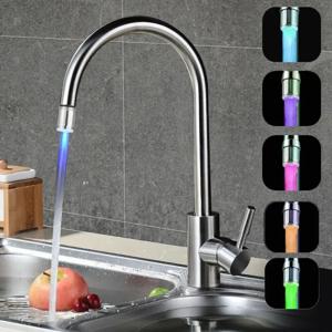 LED 수도꼭지 색상 변경 플리커, 주방, 욕실, 수도꼭지 필터용 온도 조절 수도꼭지, 7 가지 색상 변경