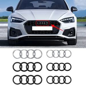 4 링 로고 ABS 크롬 블랙 자동차 앞 후드 엠블럼 보닛 배지 후면 트렁크 배지 아우디 A3 A4 A5 A6 A7 A1 Q2 Q3 Q5 Q7 Q8 TT