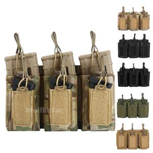 탄성 번지 코드 조정 가능한 트리플 건 매거진 파우치 Molle 시스템 액세서리 M4 M14 M16 AK AR Glock Universal