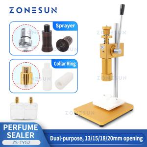 ZONESUN ZS-TYG2 수동 향수 병 크림핑 기계 듀얼 사용 분무기 칼라 링 금속 캡 프레스 캡핑 기계