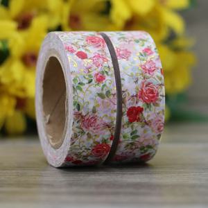 1X 붉은 꽃 호일 Washi 테이프 일본 종이 10m Kawaii 스크랩북 도구 마스킹 테이프 사진 앨범 장식 문구 테이프