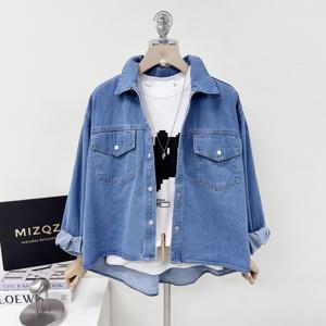 [브리치] 미즈큐즈 / 캐주얼 루즈핏 언발라인 데님 셔츠 청남방 2color