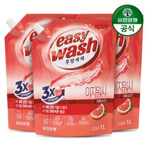 해피홈 이지워시 1L 리필 3개 자몽소다