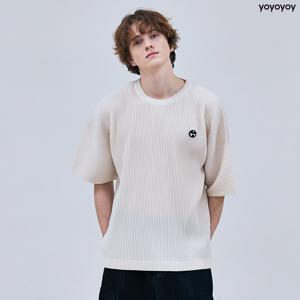 yoyoyoy [남성][최초가 110,000원] 라운드 베이직 플리츠 티셔츠 아이보리_AJ04MNPTS04