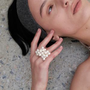 [한예슬착장] bunch pearl ring - silver