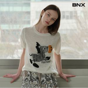 정상가:59,000원 ㅣ 라운드넥 애니멀 반팔 니트 (BX2KP007L0)