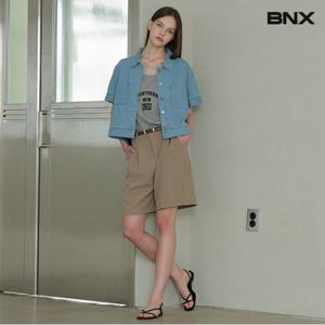 정상가:69,000원 ㅣ 벨트 레이어드 핀턱 슬랙스 하프 팬츠 (BX2PT004L0)