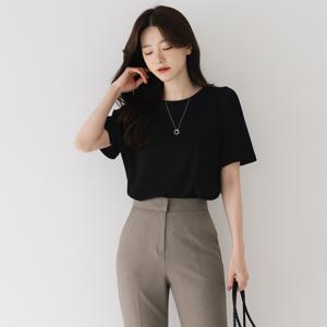 (~XXL까지) 타헤나 라운드 윙 슬리브 스판 티셔츠 여름 반팔티 데일리 일상 캐쥬얼 출근룩 빅사이즈
