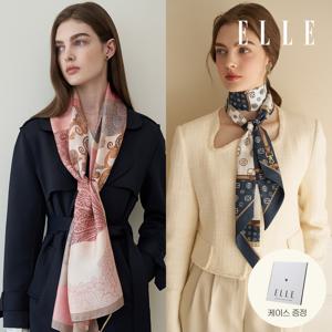 ELLE/칼린 실크100 선물추천 롱 스카프 택1 (+케이스)
