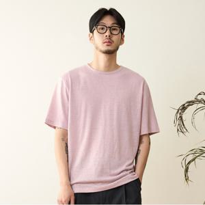 [ZERO LOUNGE]린넨 슬럽 반팔 티셔츠 핑크-0GSTSPUB03