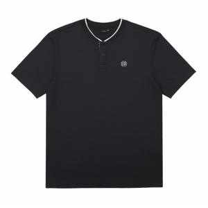 남성 메쉬 요꼬에리 니트카라 티셔츠 헨리넥(X4TSU2585BK)