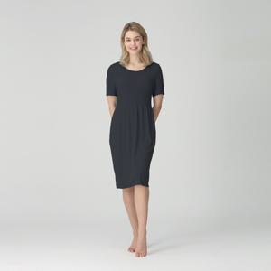 25SS 신상품 [최초가69,000원]심리스 모달 베이직 스마킹 하프슬리브 미디 드레스_SD4005