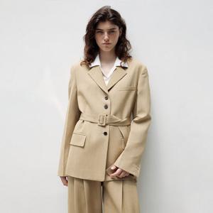 SINGLE BELTED BLAZER - BEIGE