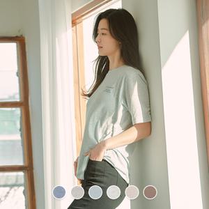 390502 여 린넨 프린트 반팔 티