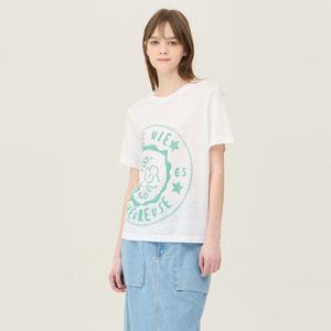 [Online Exclusive] 린넨 프린팅 반팔 티셔츠_BATSF4531WH