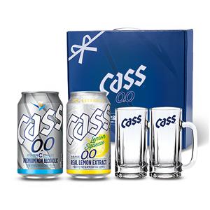 카스제로 선물세트 카스 제로 355ml 6캔+레몬 330ml 6캔+저그잔 2개