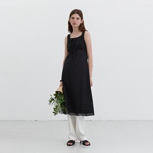 던스트 SHIRRING RIBBONED SLEEVELESS DRESS_UDDR5B221BK