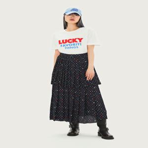 도트2단플리츠 뒤밴딩롱스커트 LFKAA24160BKX