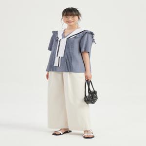 체크세일러 반팔블라우스 LFSAA24170NYX